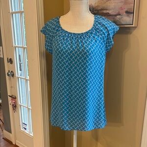🏖️ Banana Republic Blue Cap Sleeve Blouse Relaxed Fit, Size 6